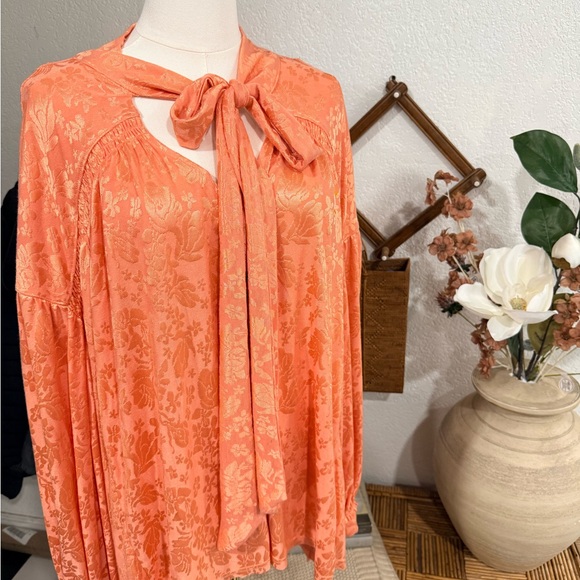 Free People Tops - Free People Orange Floral Blouse